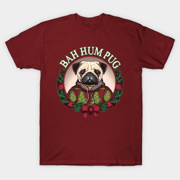 Bah Hum Pug Funny Christmas Pun for Pug Lovers T-Shirt by ghsp